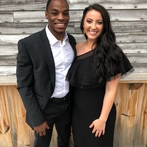 Bloomingdales Black floor length dress!